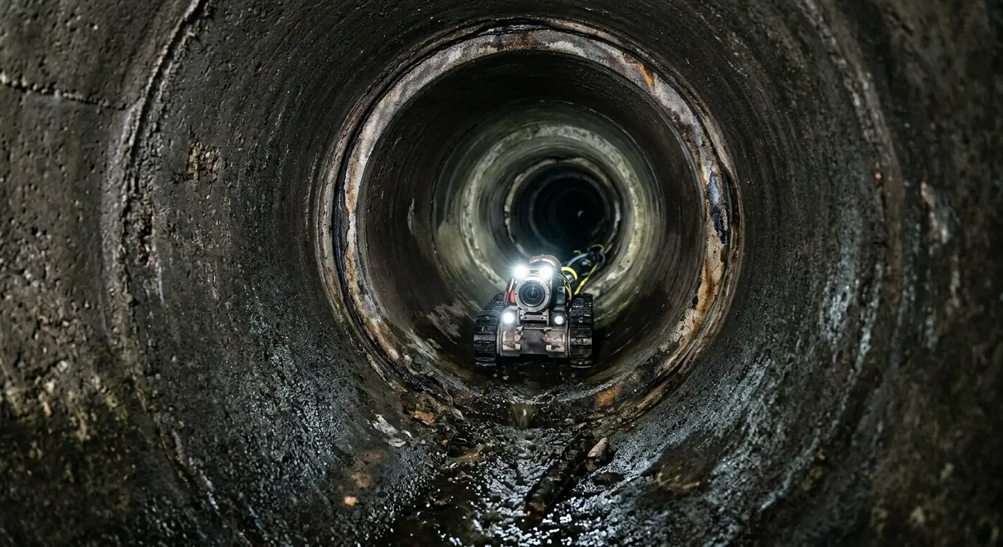 Robotic sewer camera inspecting pipe interior for Drain Snake Service in Paw Paw
